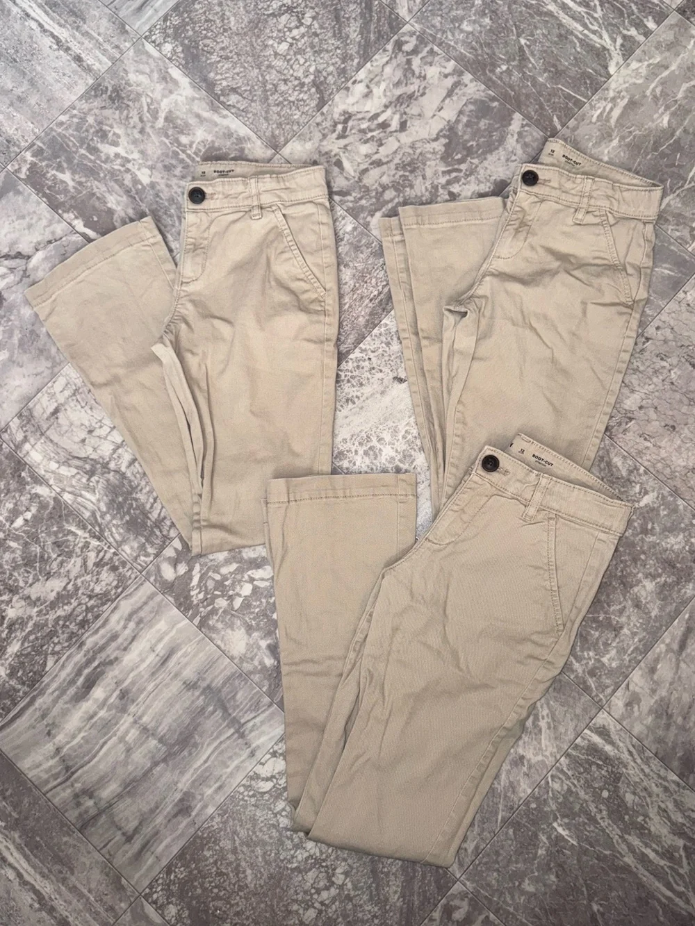 Old Navy Girls 12 Slim Khaki School Uniform Bootcut Pants 3 Pair Lot